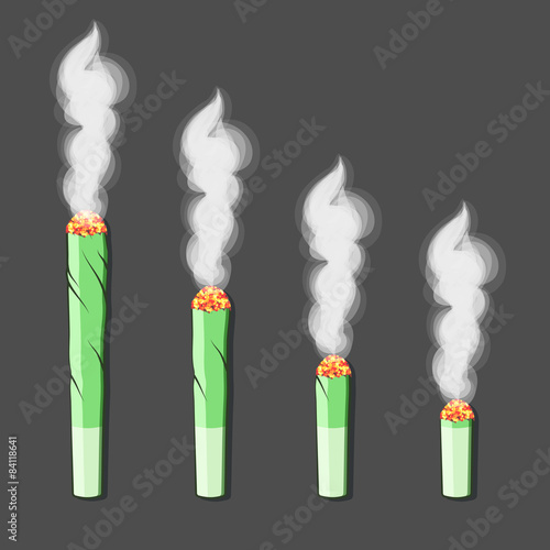 Burning roll-up with hemp in flat style