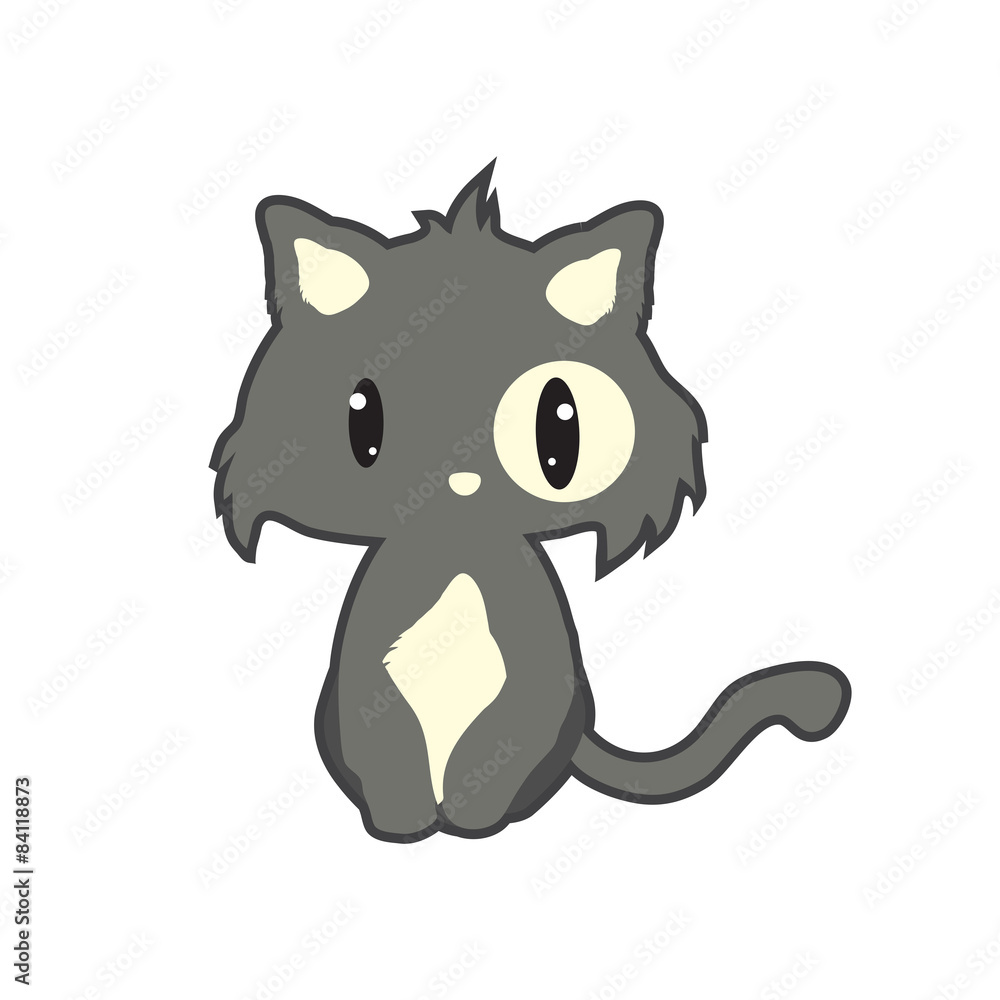 Illustration of funny flat cat Illustration of funny flat cat