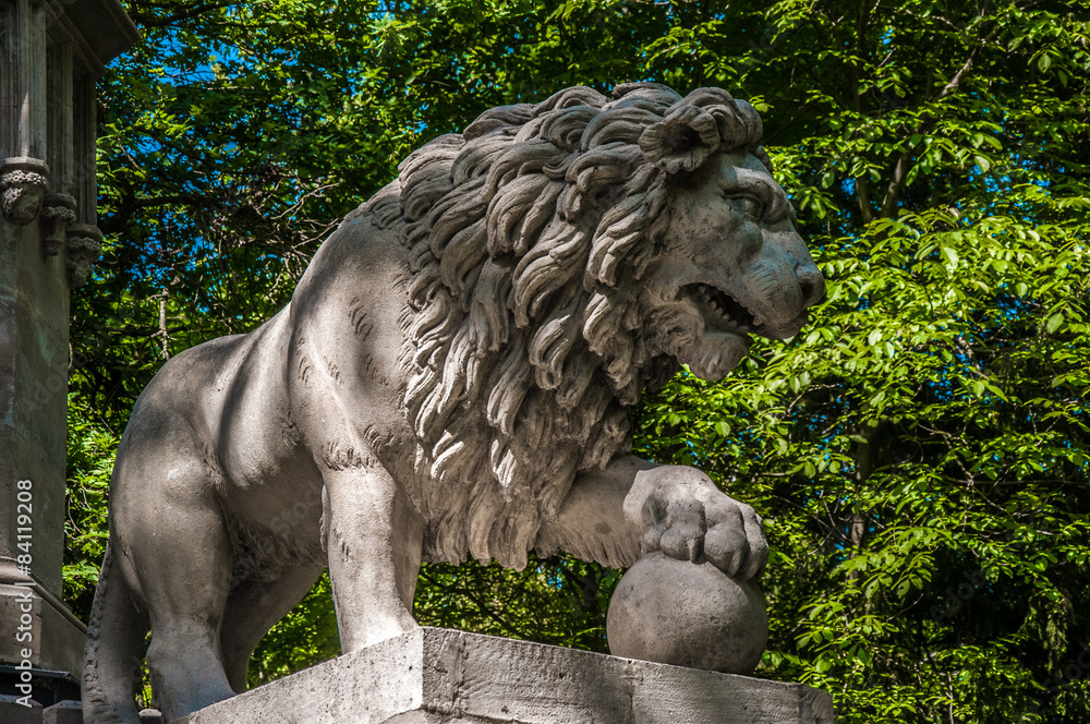Lion Statue in park of Laxenburg Castle, Austria