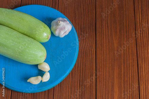 Food in rural or rustic kitchen. Salad recipe ingredients onion photo