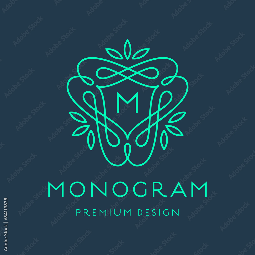 Simple line art monogram logo design