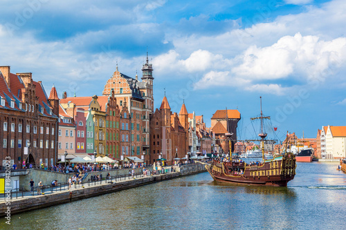 Cityscape on the Vistula River in Gdansk, Poland. photo