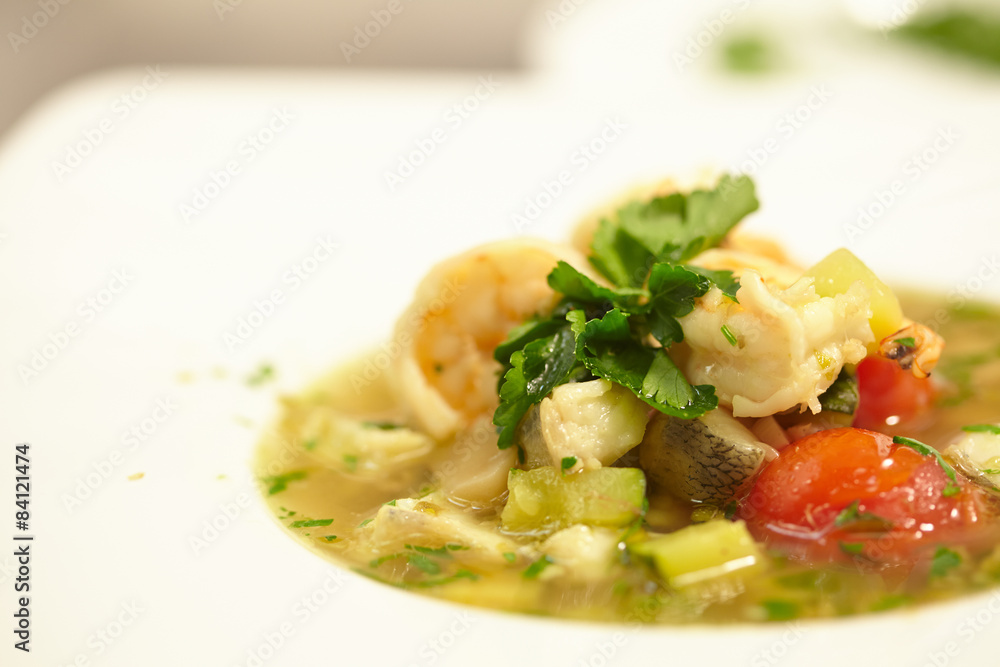 soup with fish, tomatoes, zucchini, herbs soup with fish, tomatoes, zucchini, herbs