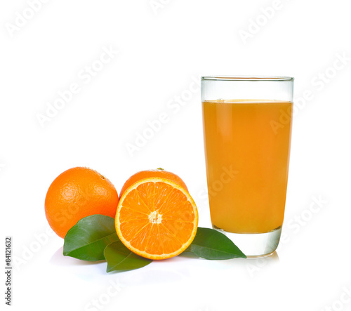 Glass of  orange juice  on white background