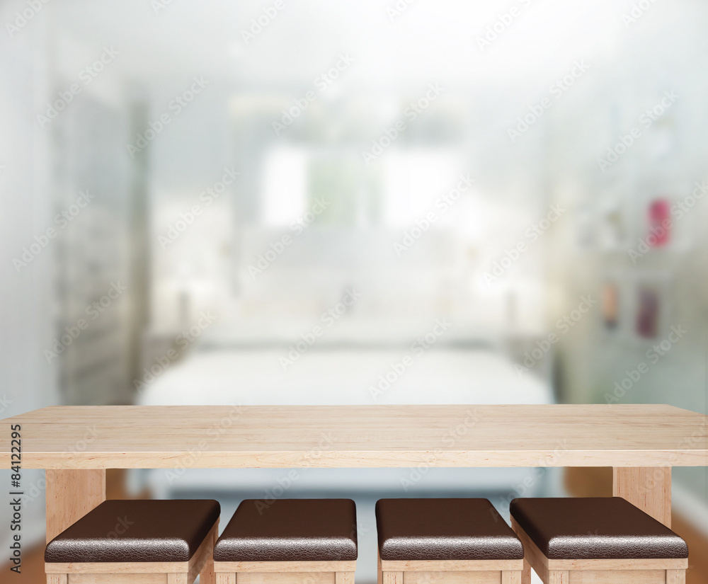 Table Top And Blur Background In Bedroom