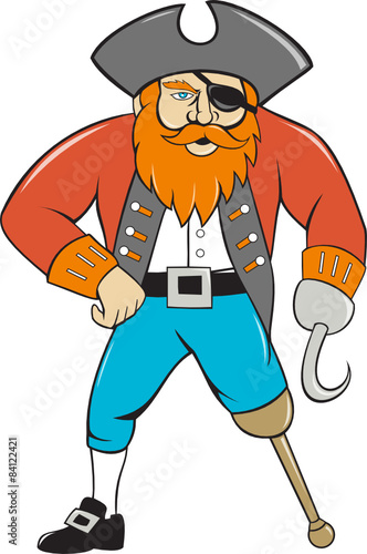 Captain Hook Pirate Wooden Leg Cartoon