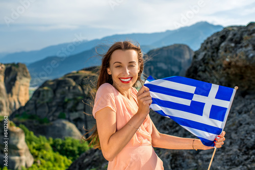 Woman with greek flag