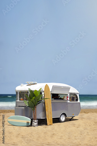 Food truck caravan on the beach