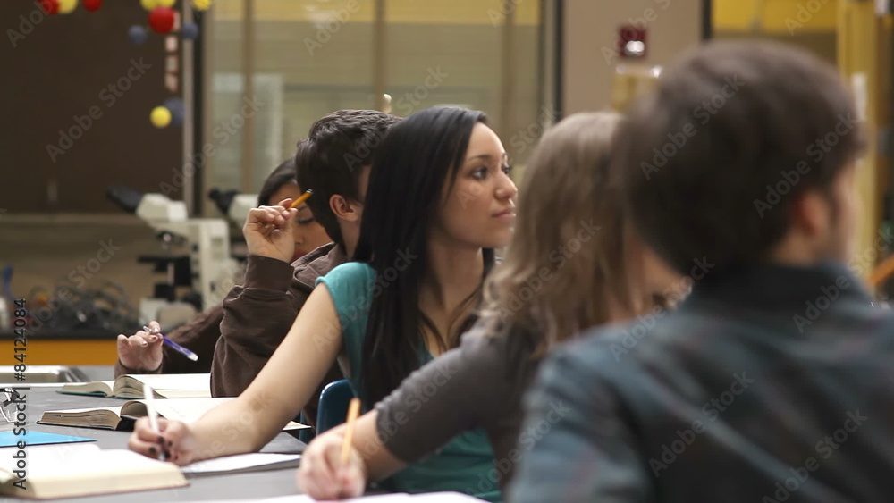 College students do group work during a lecture College students do group work during a lecture