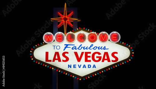 Welcome to fabulous Las Vegas neon sign on black background