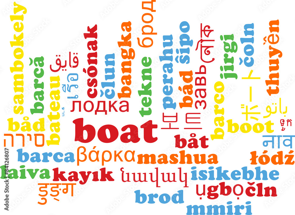 Boat multilanguage wordcloud background concept