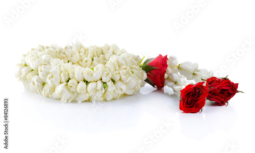 Thai garland colorful flower on white background
