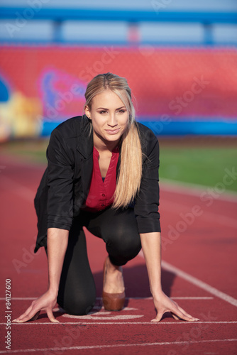 business woman ready to sprint