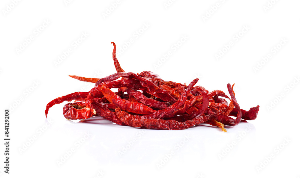 Fototapeta premium dried red chili pepper on white background