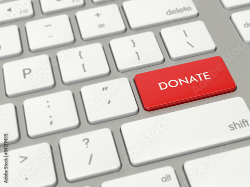 Keyboard with red donate key