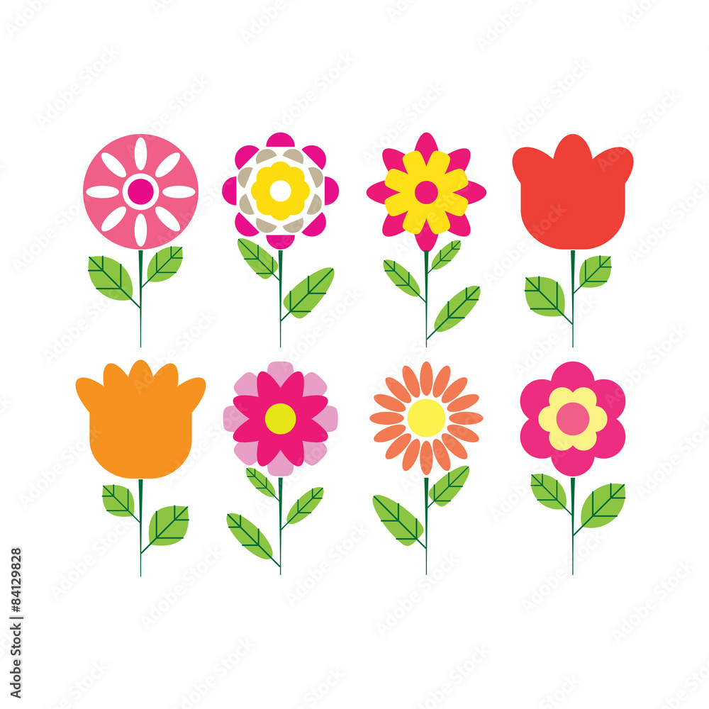 Flower Icons for Pattern. Vector illustration