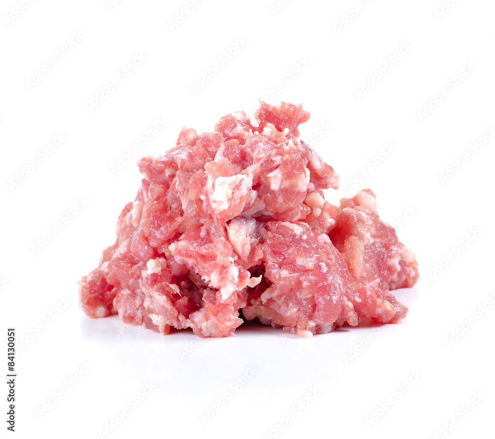 Raw fresh minced meat isolated on white background Raw fresh minced meat isolated on white background