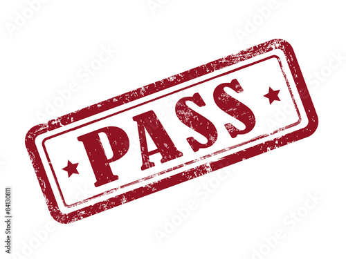 stamp pass in red text on white