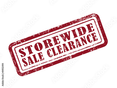 stamp storewide sale clearance in red photo