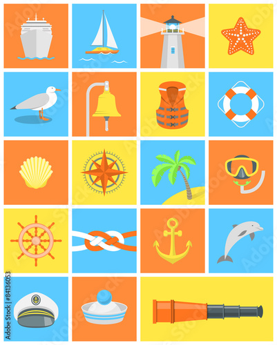 Nautical and sea traveling icons