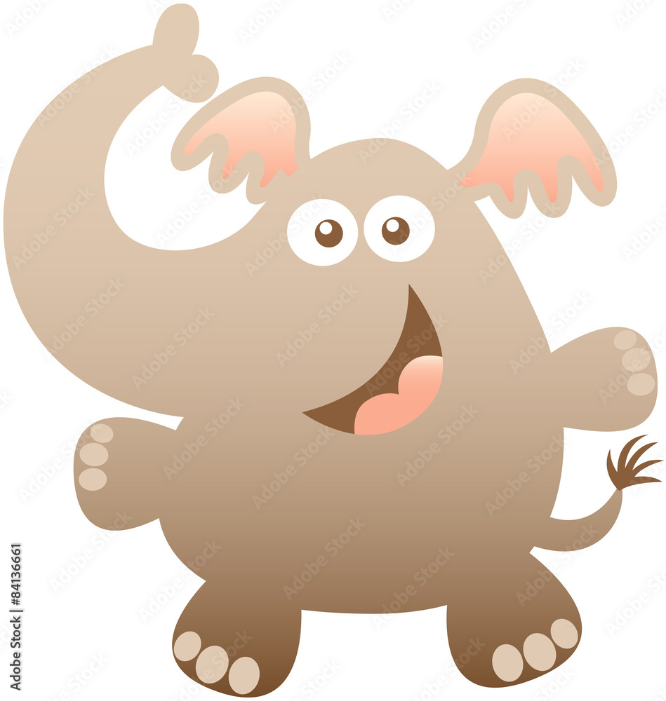 Fototapeta premium Nice baby elephant hugging and smiling sweetly