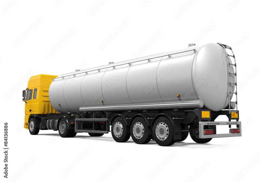 Yellow Fuel Tanker Truck