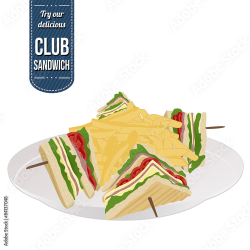 Club sandwich and french fries