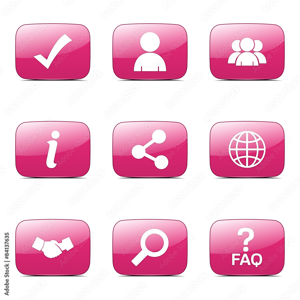 Web Internet Square Vector Pink Icon Design Set 2 Web Internet Square Vector Pink Icon Design Set 2