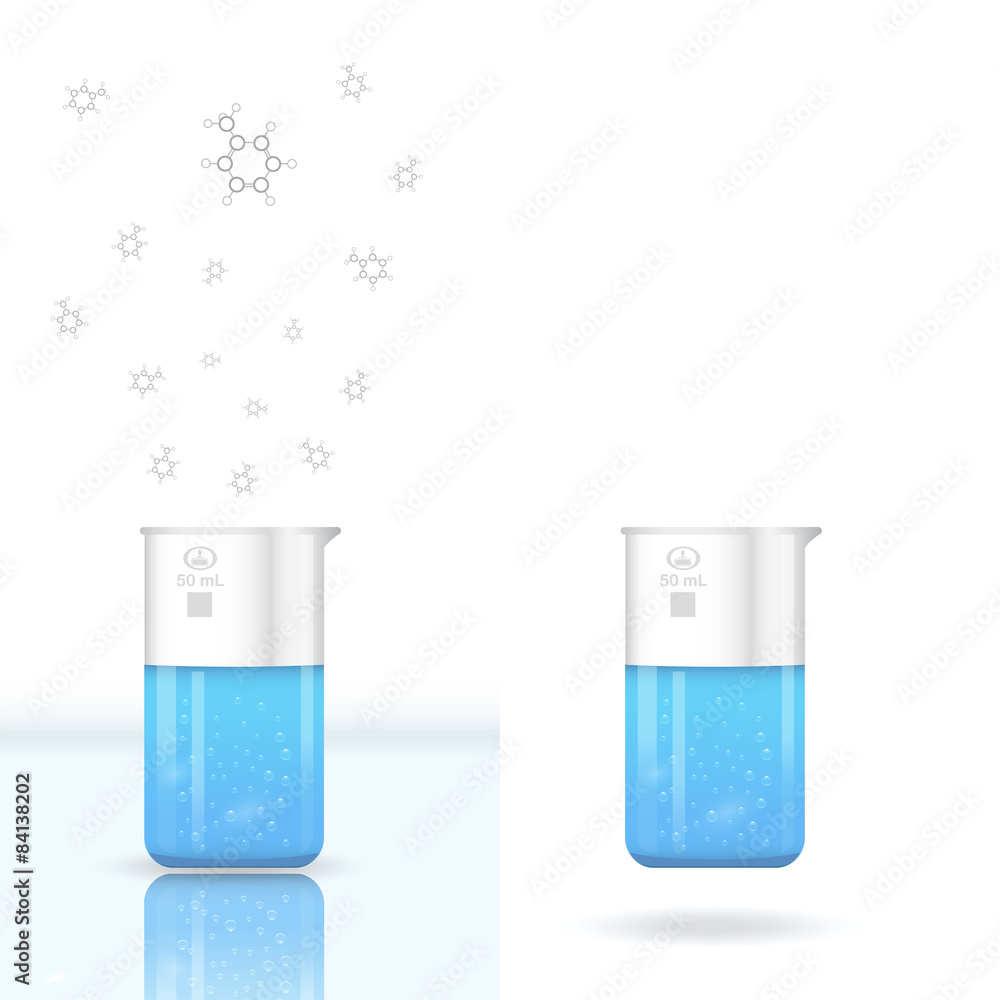 Chemical beaker with evaporating solution Stock Vector Adobe Stock
