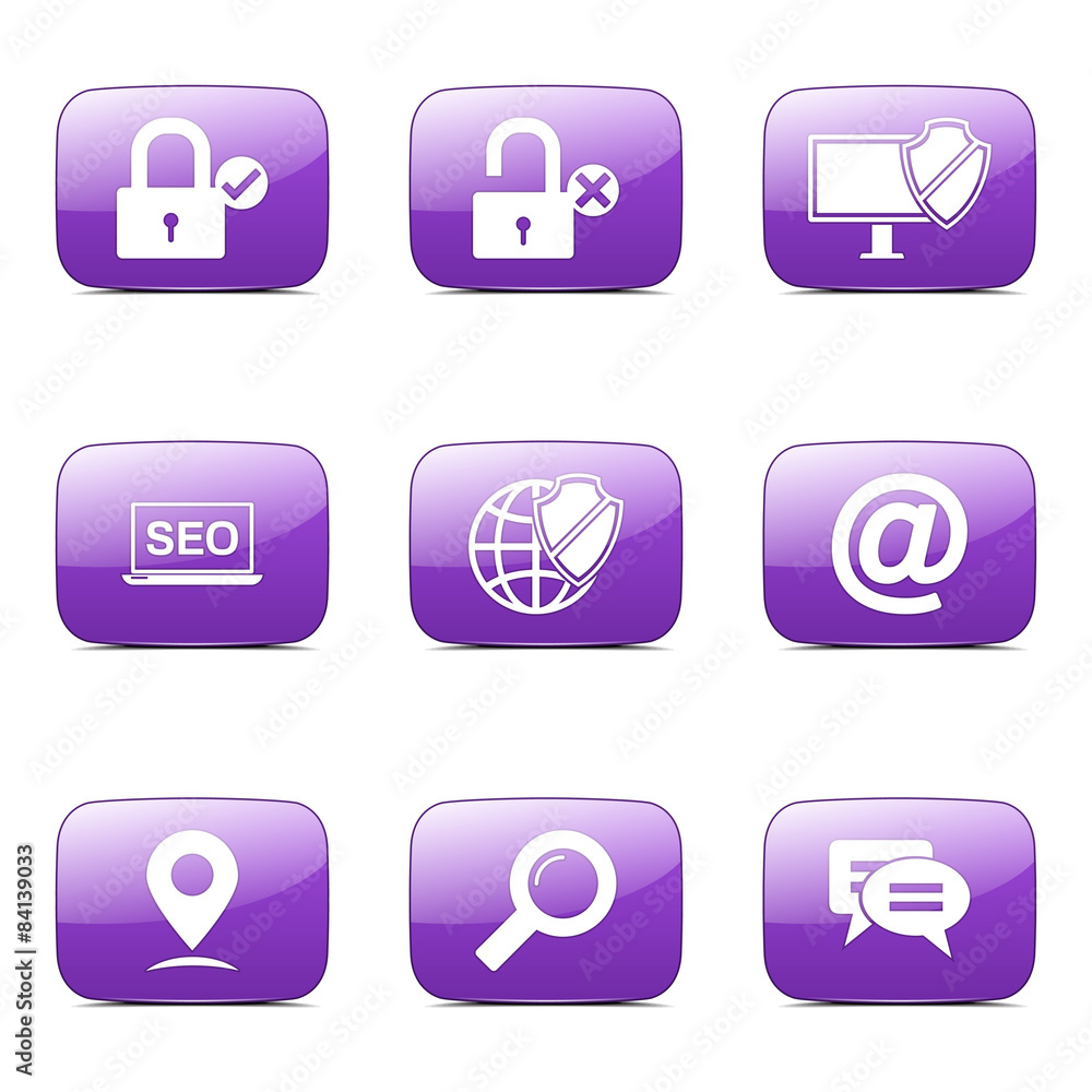SEO Internet Sign Square Vector Violet Icon Design Set 3