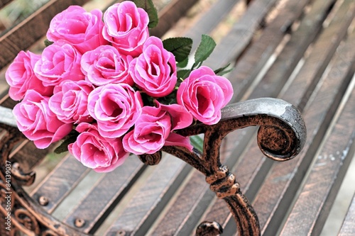 Beautiful vintage roses of artificial flowers