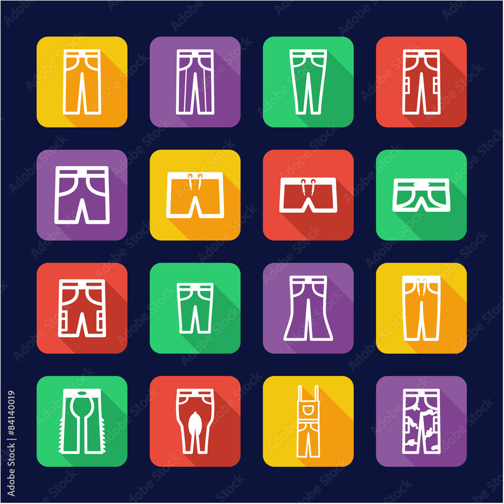 Pants Icons Flat Design Pants Icons Flat Design