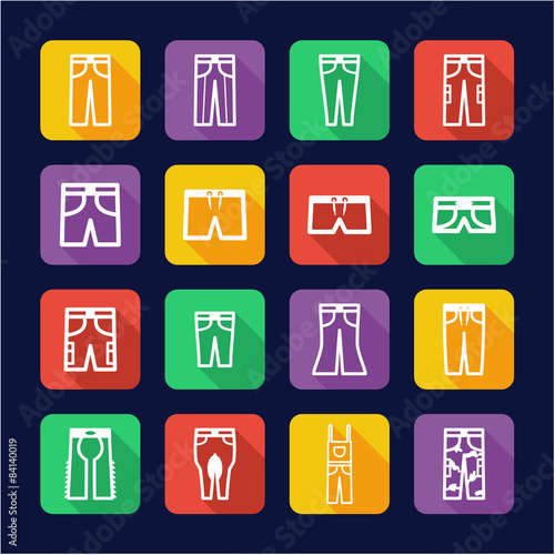 Pants Icons Flat Design