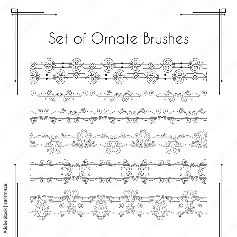 Set of ornate vector brushes.