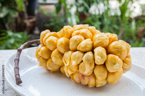Group of fresh chempedak arils, a fruit native to South East Asi