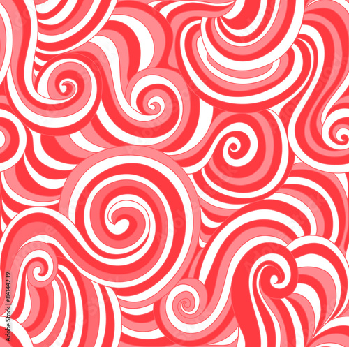 Vector seamless with red curved lines like lolipops