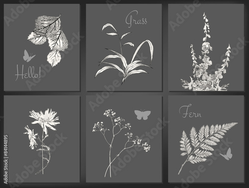 Vector floral card set