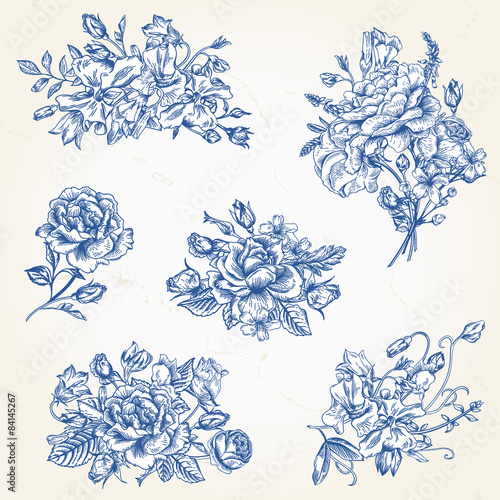 Set of  floral design elements.