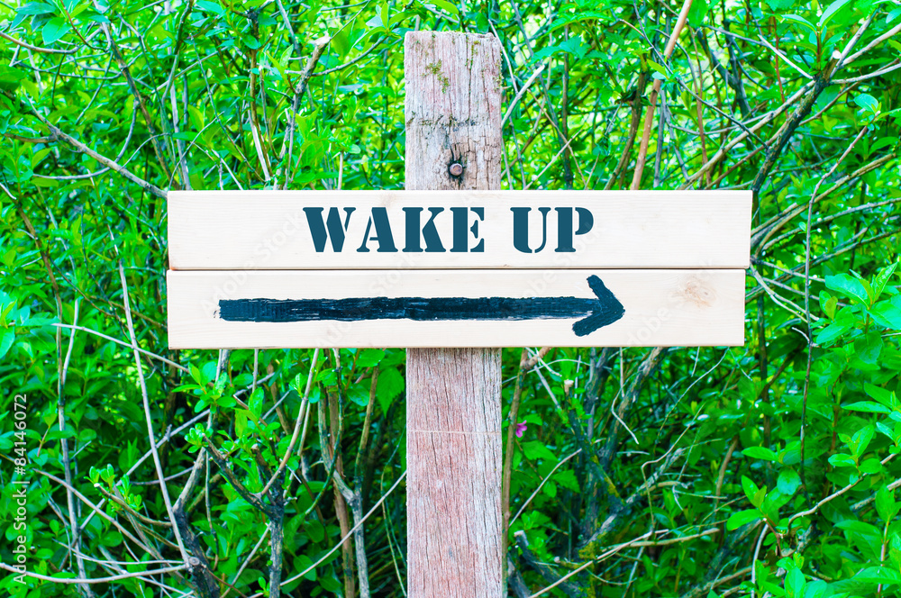 WAKE UP Directional sign