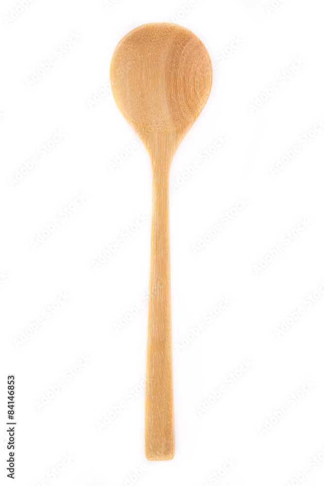 Close-up top view of wooden spoon isolated on white background. Close-up top view of wooden spoon isolated on white background.