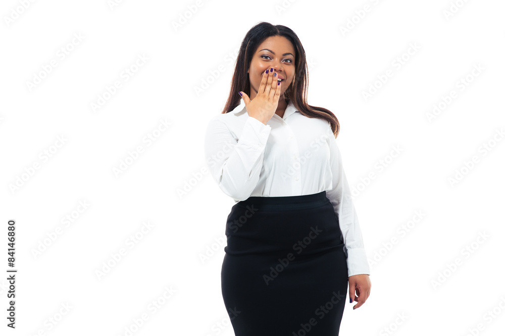 African businesswoman covering her mouth African businesswoman covering her mouth