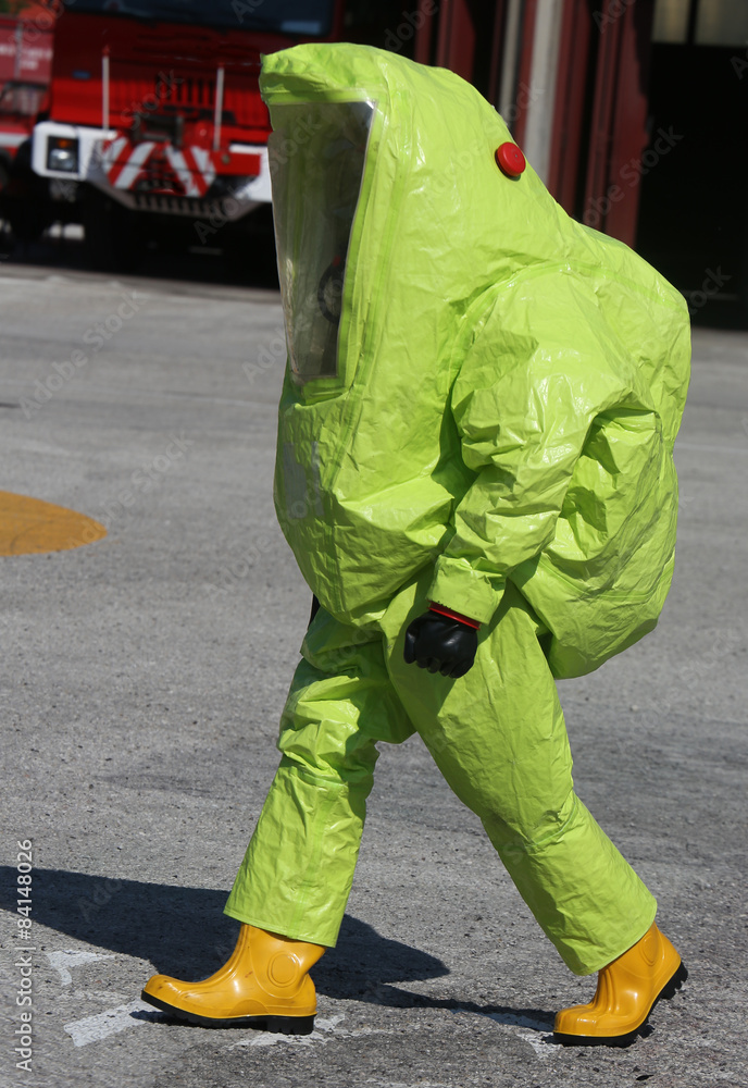 yellow protective suit to work in presence of asbestos yellow protective suit to work in presence of asbestos