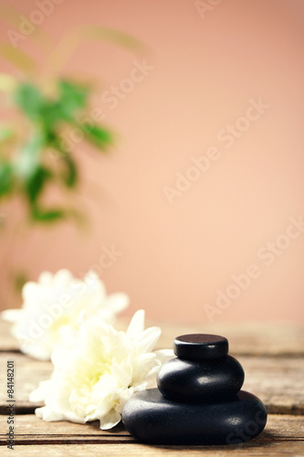 Beautiful spa composition on wooden table  on brown background