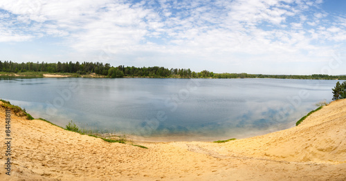 Forest Lake with Sand beach bed bottom 