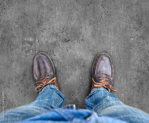 Yellow boots on the road