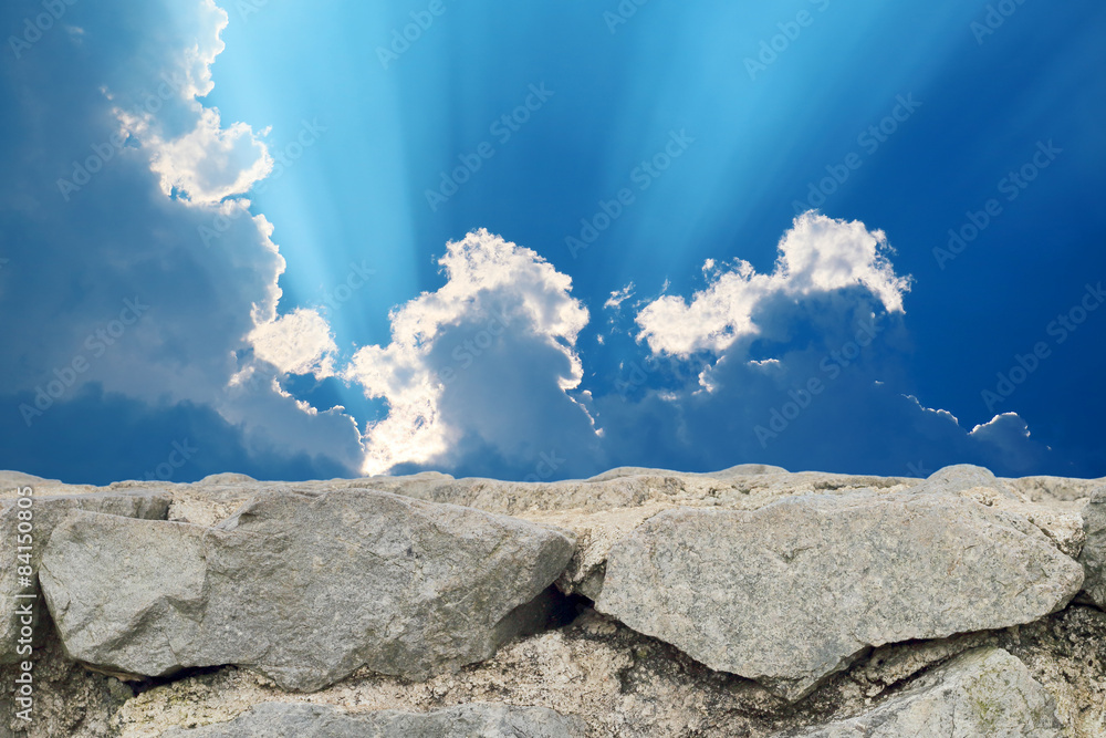 Sky and Stone wall background Stock Photo | Adobe Stock