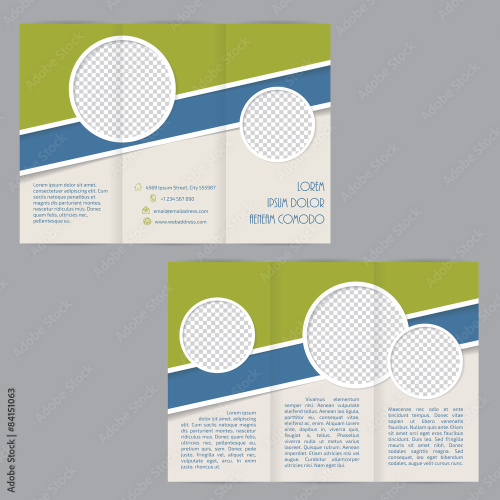 Tri-fold brochure template design with flat elements Tri-fold brochure template design with flat elements