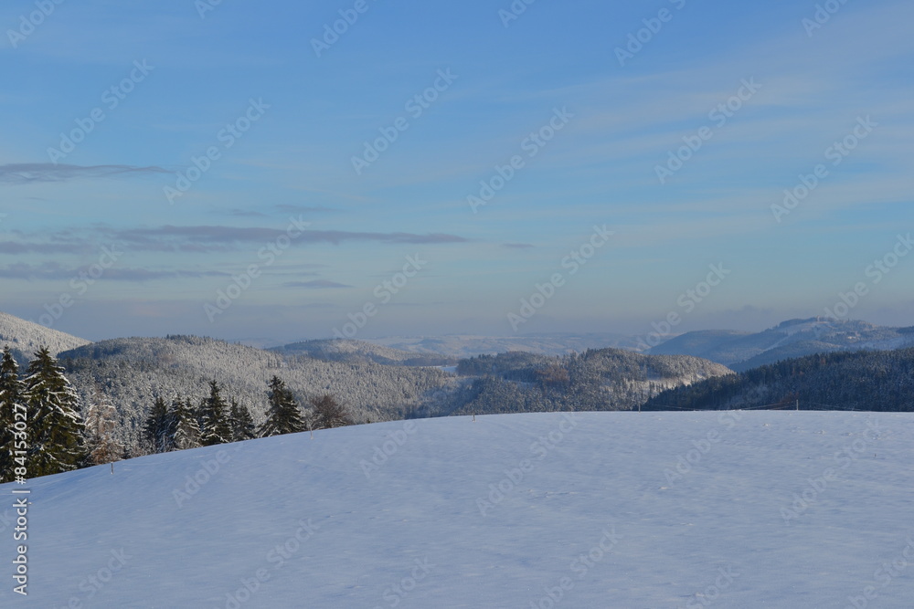 Ausblick auf eine Schneebedeckte Landschaft