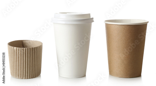 Wallpaper Mural Paper cups isolated on white Torontodigital.ca