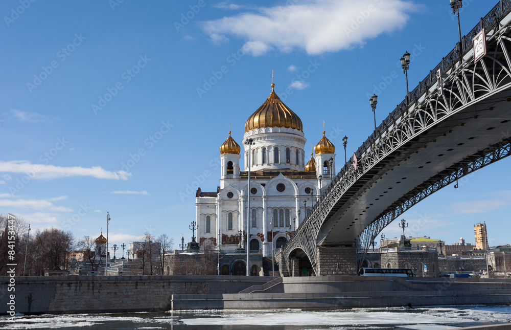 Cathedral of Christ the Saviour and Patriarshy Bridge in Moscow 